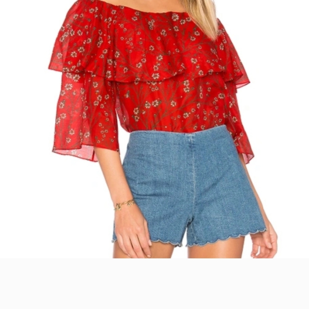 Alice+Olivia Meagan top off shoulder in dainty daisy NWT